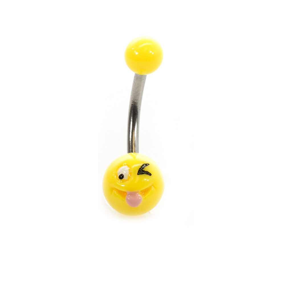 Acrylic 14 Gauge Belly Button Ring with Emoji Logo