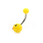 Acrylic 14 Gauge Belly Button Ring with Emoji Logo