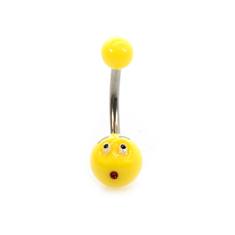 Acrylic 14 Gauge Belly Button Ring with Emoji Logo