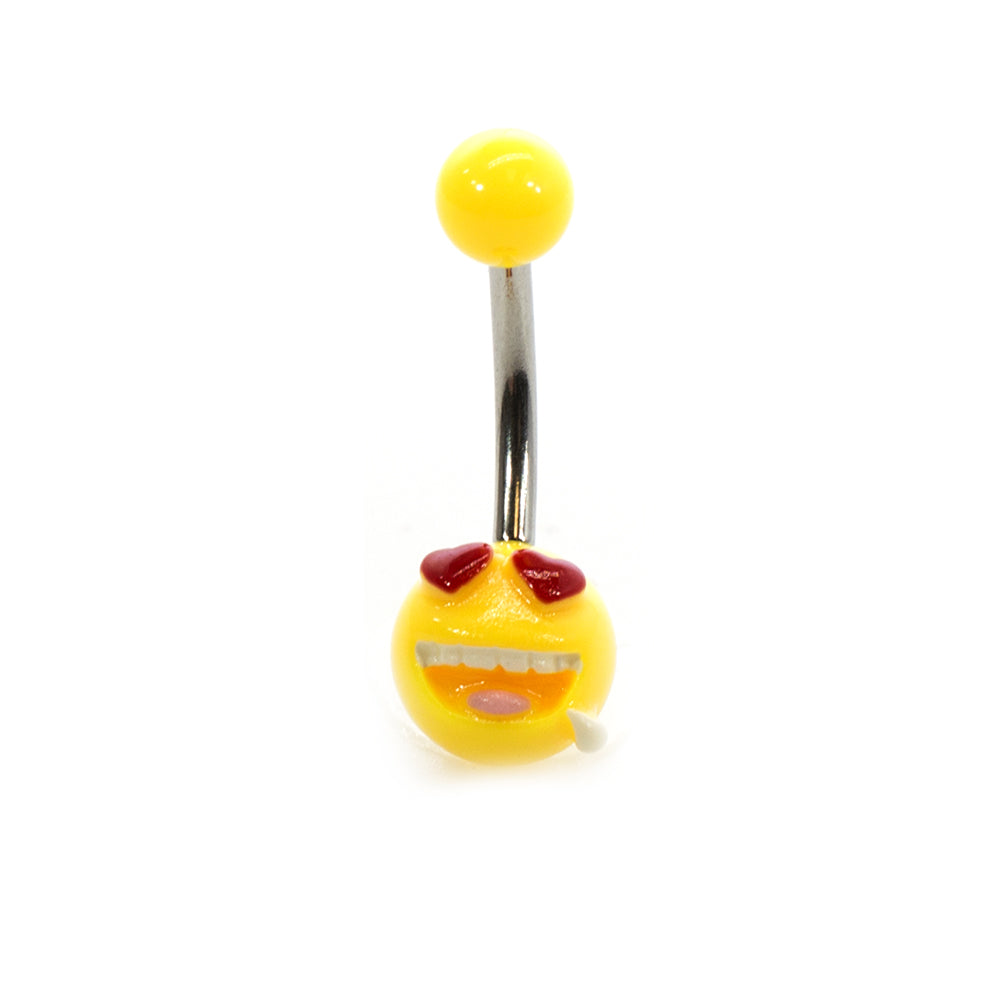 Acrylic 14 Gauge Belly Button Ring with Emoji Logo