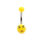 Acrylic 14 Gauge Belly Button Ring with Emoji Logo