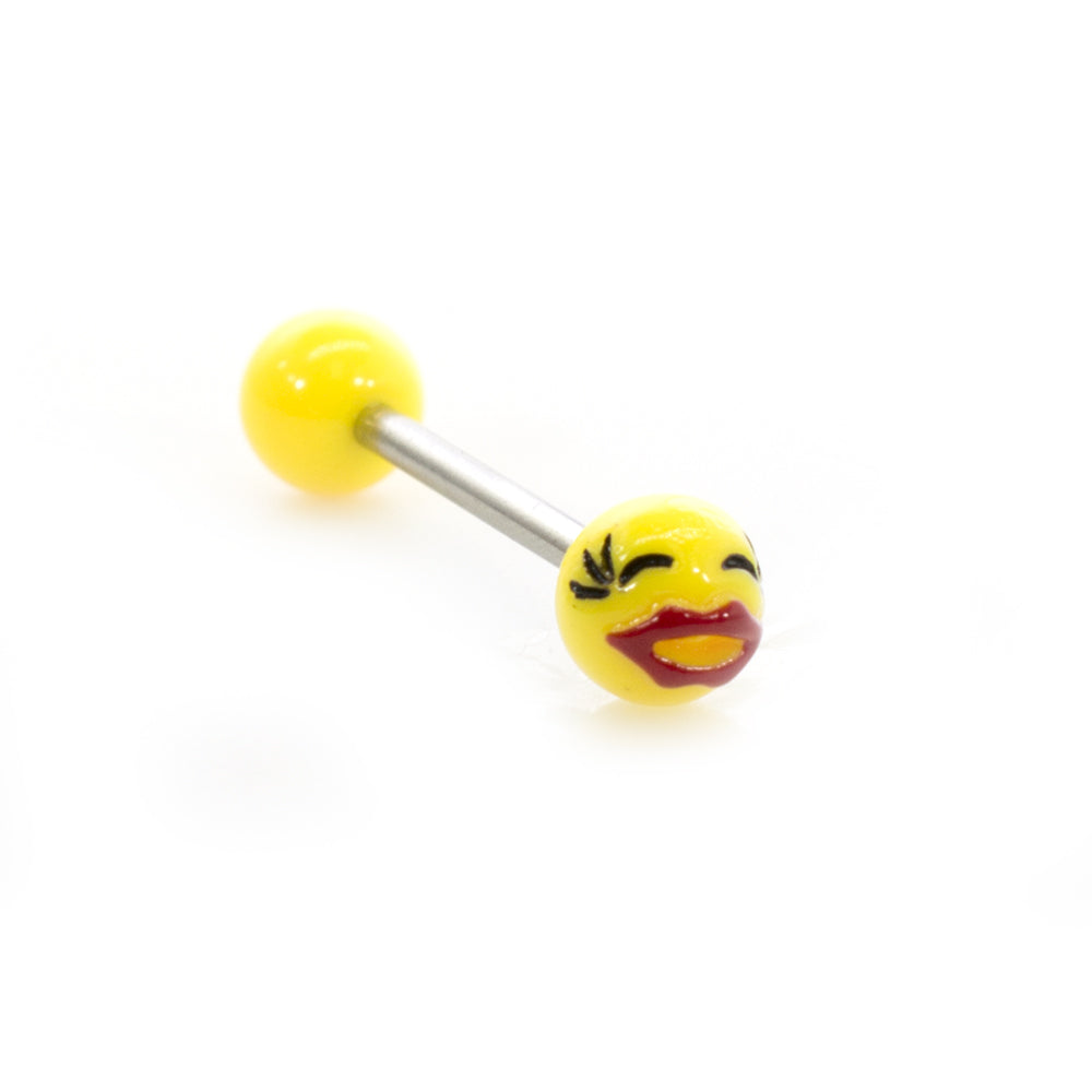 Surgical Steel 14 Gauge Tongue Barbell with Acrylic Emoji Balls - photo 11