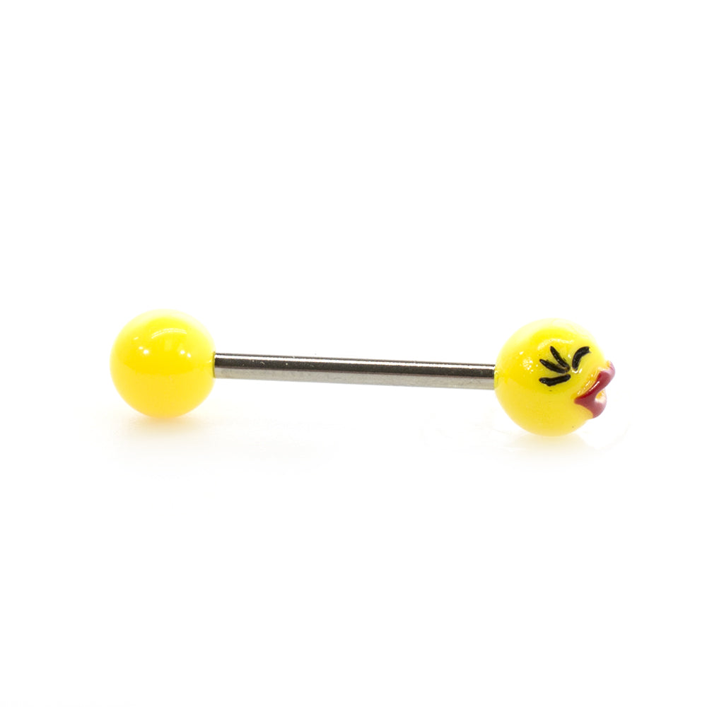 Surgical Steel 14 Gauge Tongue Barbell with Acrylic Emoji Balls - photo 12