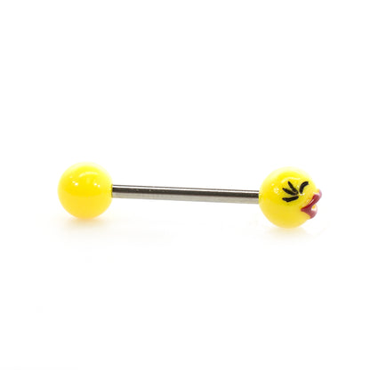 Surgical Steel 14 Gauge Tongue Barbell with Acrylic Emoji Balls - photo 12