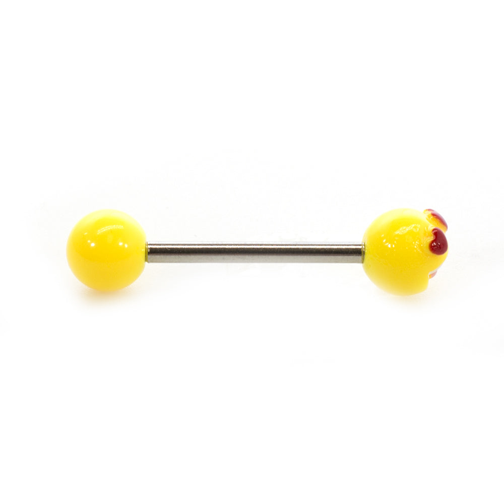 Surgical Steel 14 Gauge Tongue Barbell with Acrylic Emoji Balls - photo 13