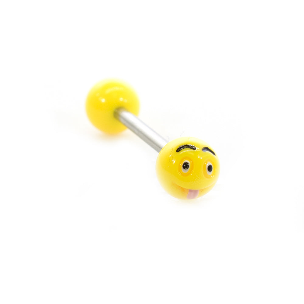 Surgical Steel 14 Gauge Tongue Barbell with Acrylic Emoji Balls - photo 14