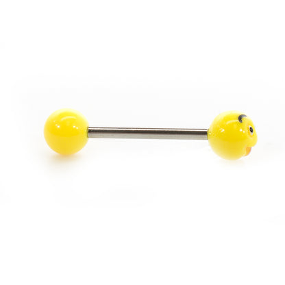 Surgical Steel 14 Gauge Tongue Barbell with Acrylic Emoji Balls - photo 15