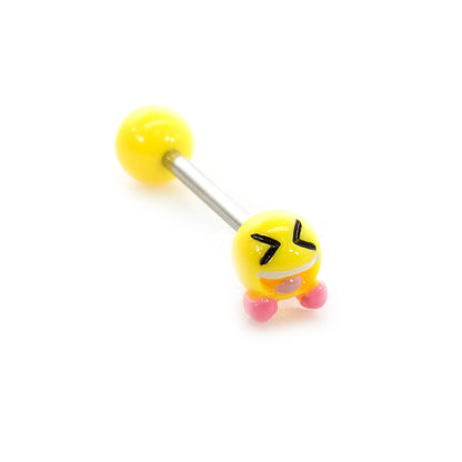 Surgical Steel 14 Gauge Tongue Barbell with Acrylic Emoji Balls - photo 2