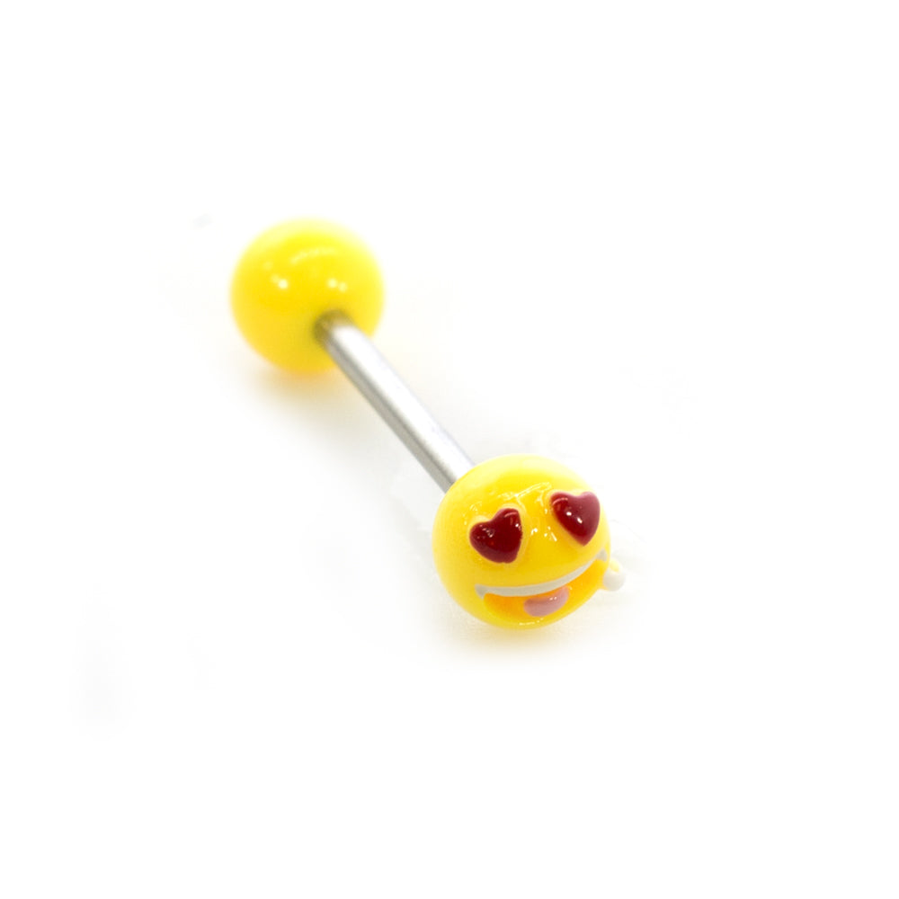 Surgical Steel 14 Gauge Tongue Barbell with Acrylic Emoji Balls - photo 3