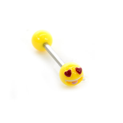 Surgical Steel 14 Gauge Tongue Barbell with Acrylic Emoji Balls - photo 3