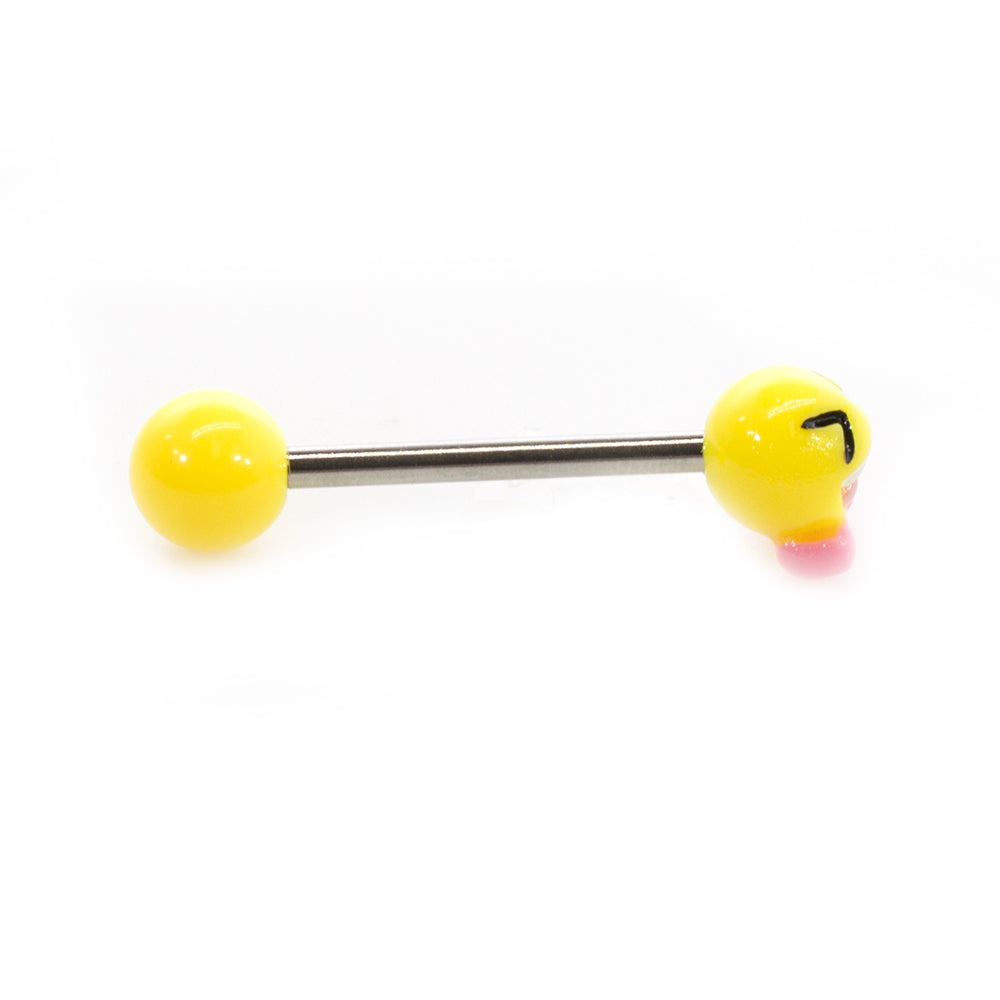 Surgical Steel 14 Gauge Tongue Barbell with Acrylic Emoji Balls - photo 5
