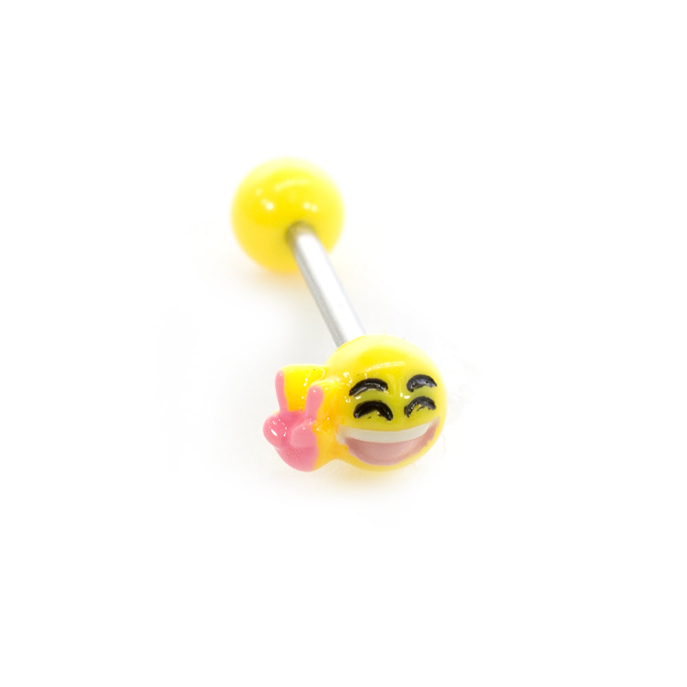 Surgical Steel 14 Gauge Tongue Barbell with Acrylic Emoji Balls - photo 6