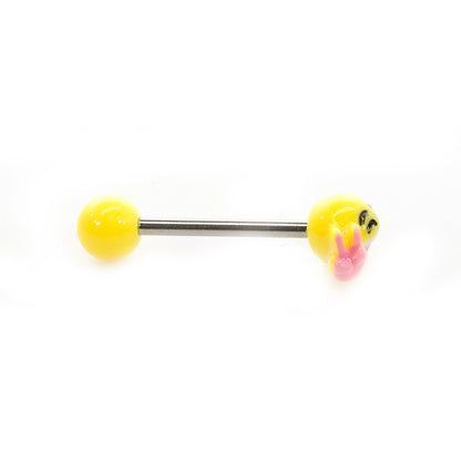 Surgical Steel 14 Gauge Tongue Barbell with Acrylic Emoji Balls - photo 7