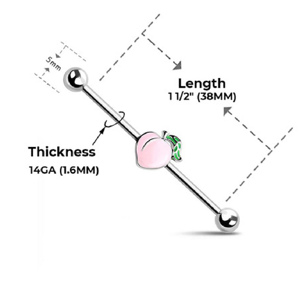 Surgical Steel 14 Gauge Industrial Barbell with Enamel Peach - photo 2