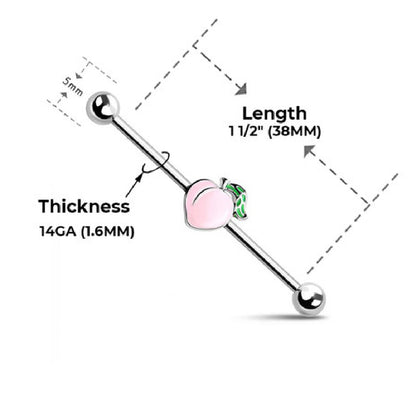 Surgical Steel 14 Gauge Industrial Barbell with Enamel Peach - photo 2