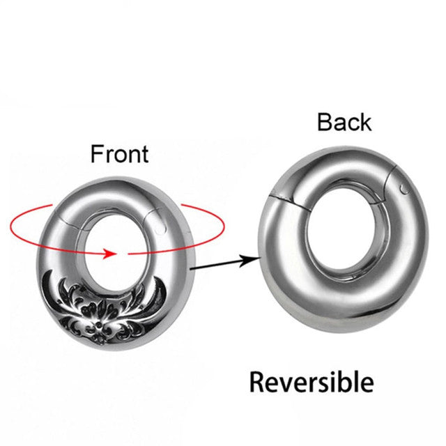 Surgical Steel 2 Gauge Hinged Chunky Circle Ear Weights - Pair - photo 4