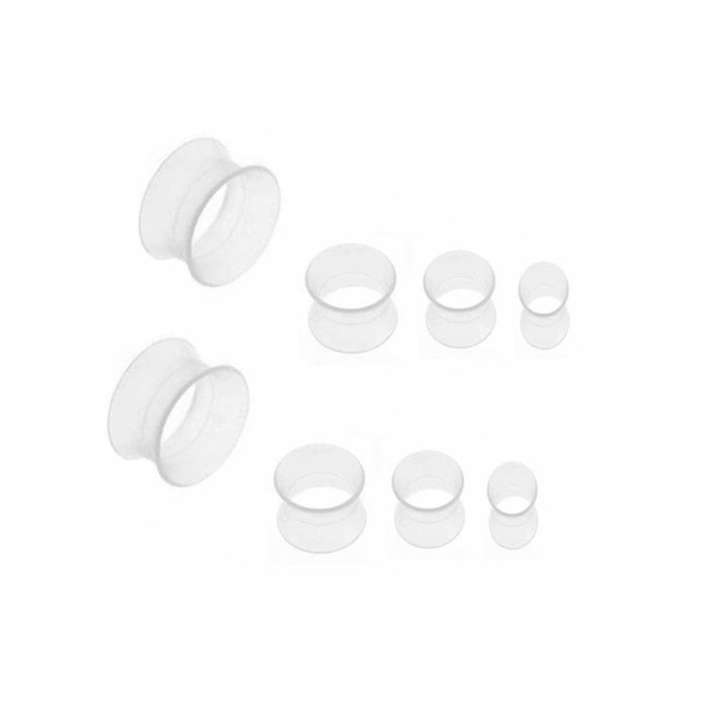 Clear Double Flare Silicone Plug Ear Tunnel 2 to 1" Gauge - Pair - Kruelty