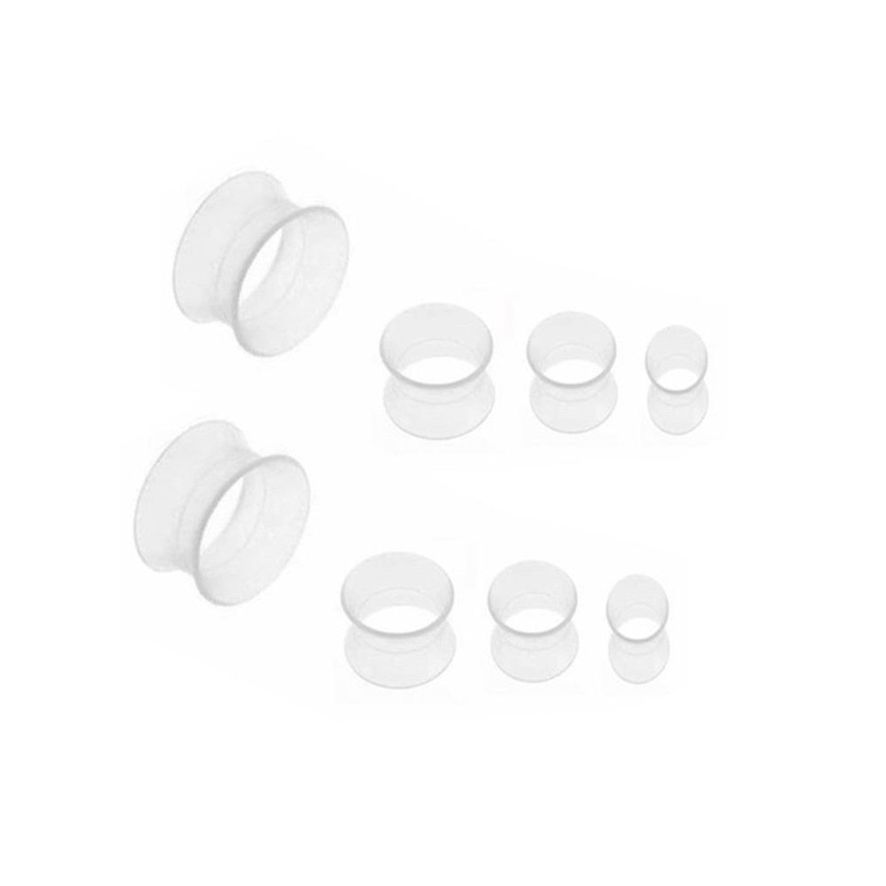 Clear Double Flare Silicone Plug Ear Tunnel 2 to 1" Gauge - Pair