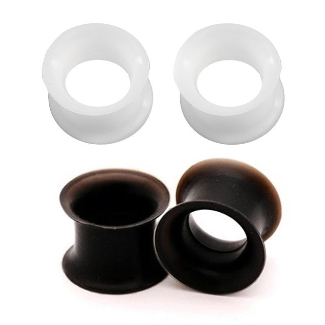 Silicone Double Flared Tunnel Ear Plug 11 MM to 18 MM Gauge - 2 Pairs