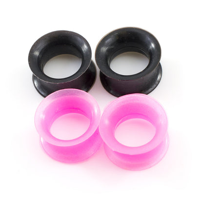 Silicone Double Flared Tunnel Ear Plug 11 MM to 18 MM Gauge - 2 Pairs