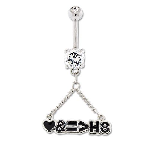 Surgical Steel 14 Gauge Belly Ring with Equality Symbols Dangle