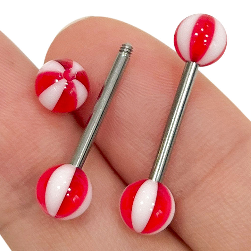 Titanium Nipple Barbell 14G 14mm with Beach Balls - Pair - photo 3