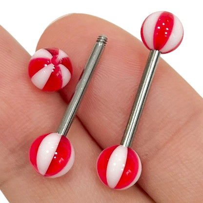 Titanium Nipple Barbell 14G 14mm with Beach Balls - Pair - photo 3