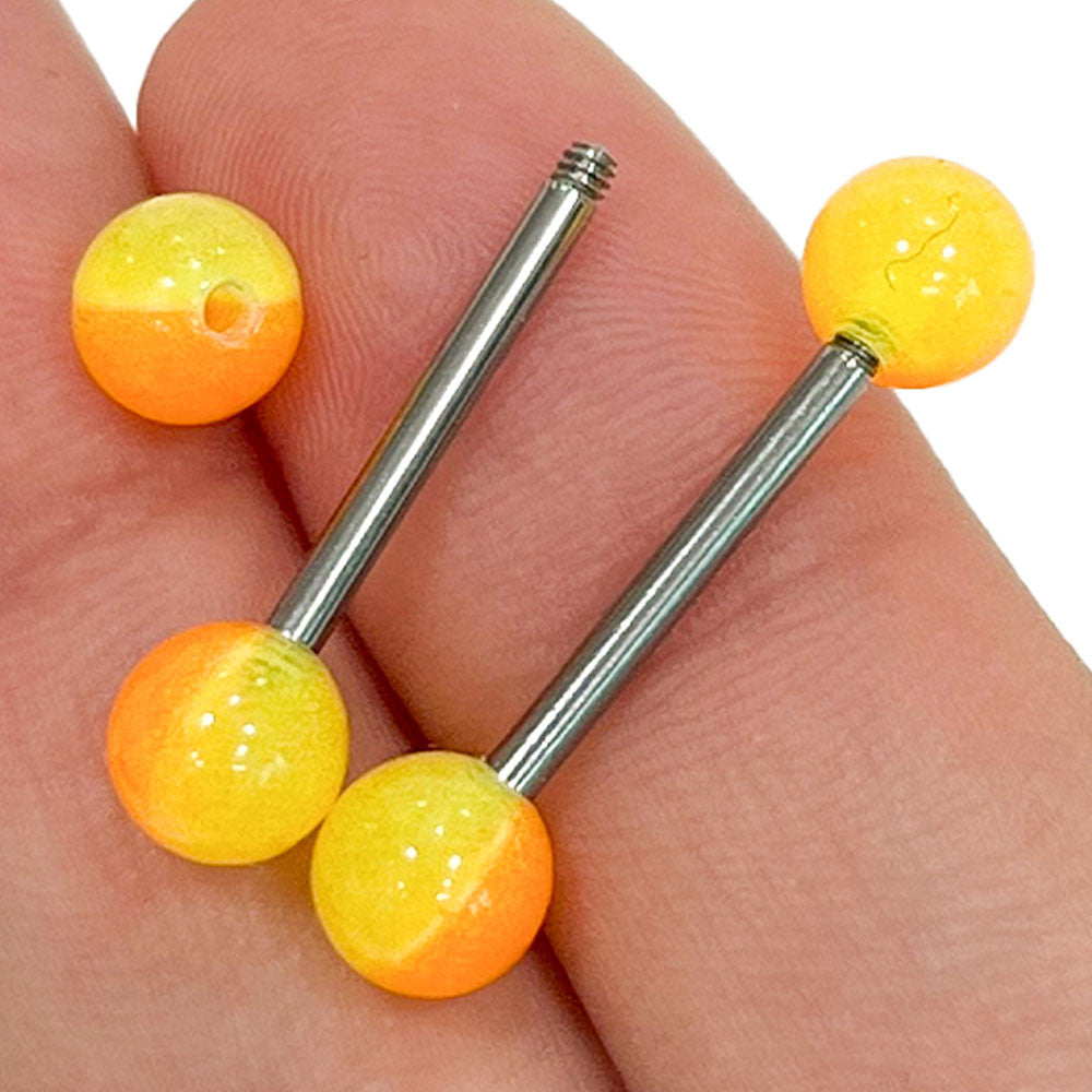 Surgical Steel Nipple Barbell 14G 14mm with Ombre Balls - Pair - photo 4