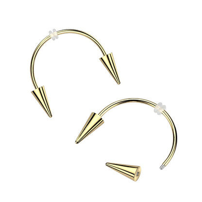 Surgical Steel Gold Horseshoe Barbell 16G with Smiley Vampire Fangs - photo 4