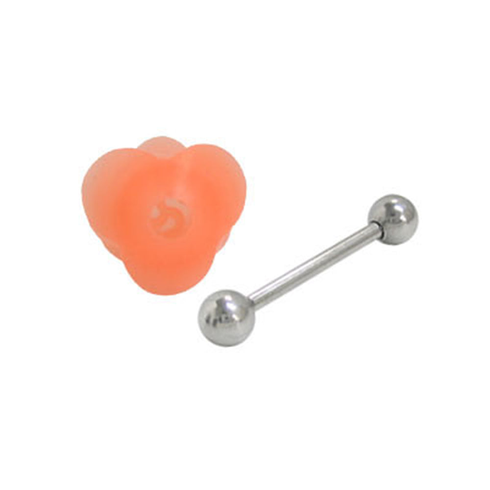 Surgical Steel 14 Gauge Tongue Barbell with Rose French Tickler - photo 3