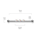 Surgical Steel 14 Gauge Triple Bezel CZ Industrial Barbell