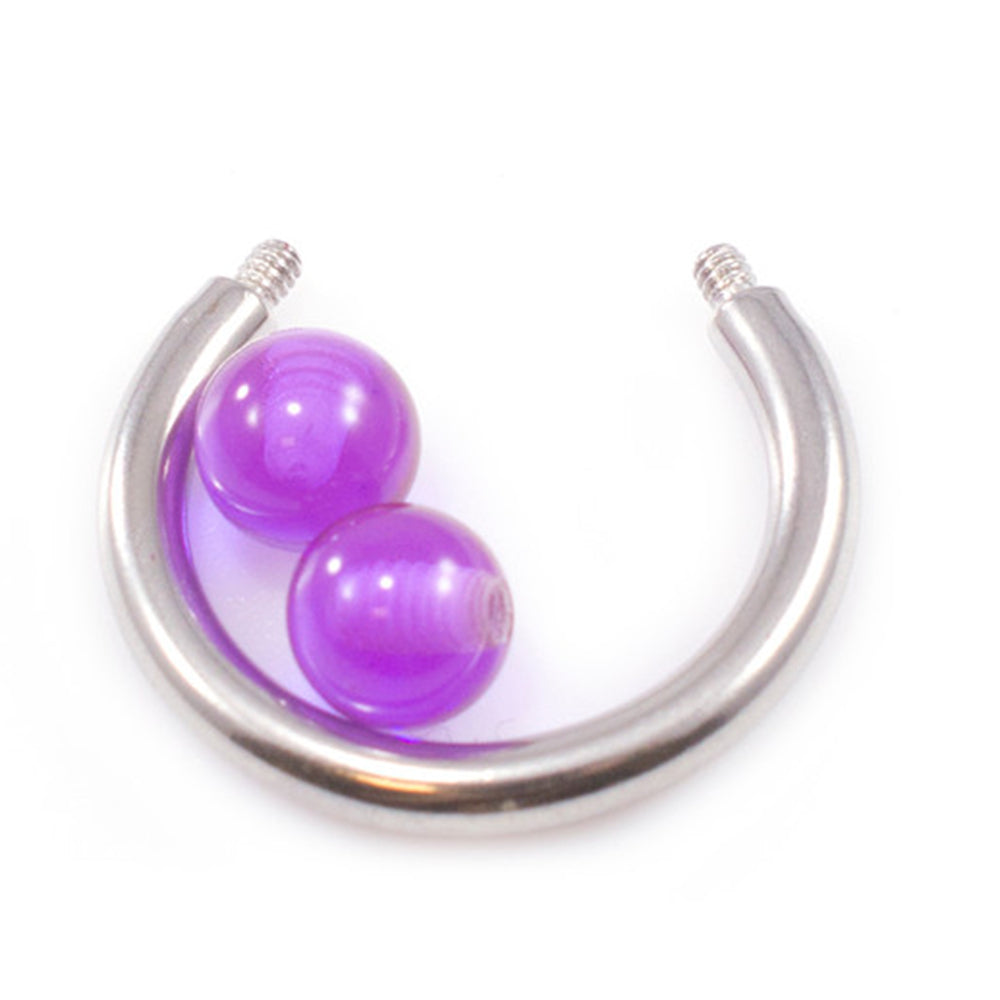 Surgical Steel 10 Gauge Horseshoe Barbell with Acrylic Ball - Pair - photo 2