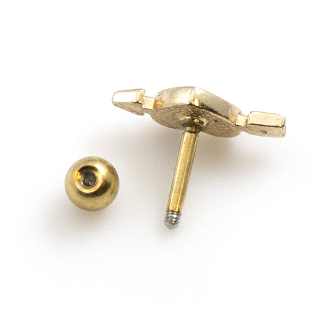 Surgical Steel 16 Gauge Cartilage Barbell Gold with Heart or Butterfly - photo 3
