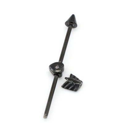 Surgical Steel 14 Gauge Industrial Barbell with PVD Black Arrow Heart - photo 2
