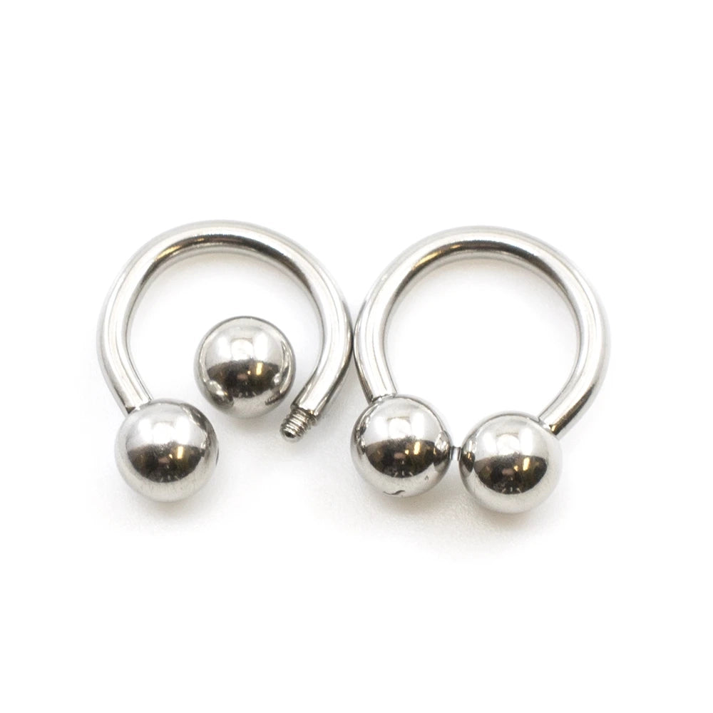 Surgical Steel 12 Gauge Horseshoe Circular Barbell Ball Ends - Pair - photo 2