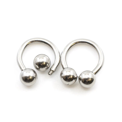 Surgical Steel 12 Gauge Horseshoe Circular Barbell Ball Ends - Pair - photo 2