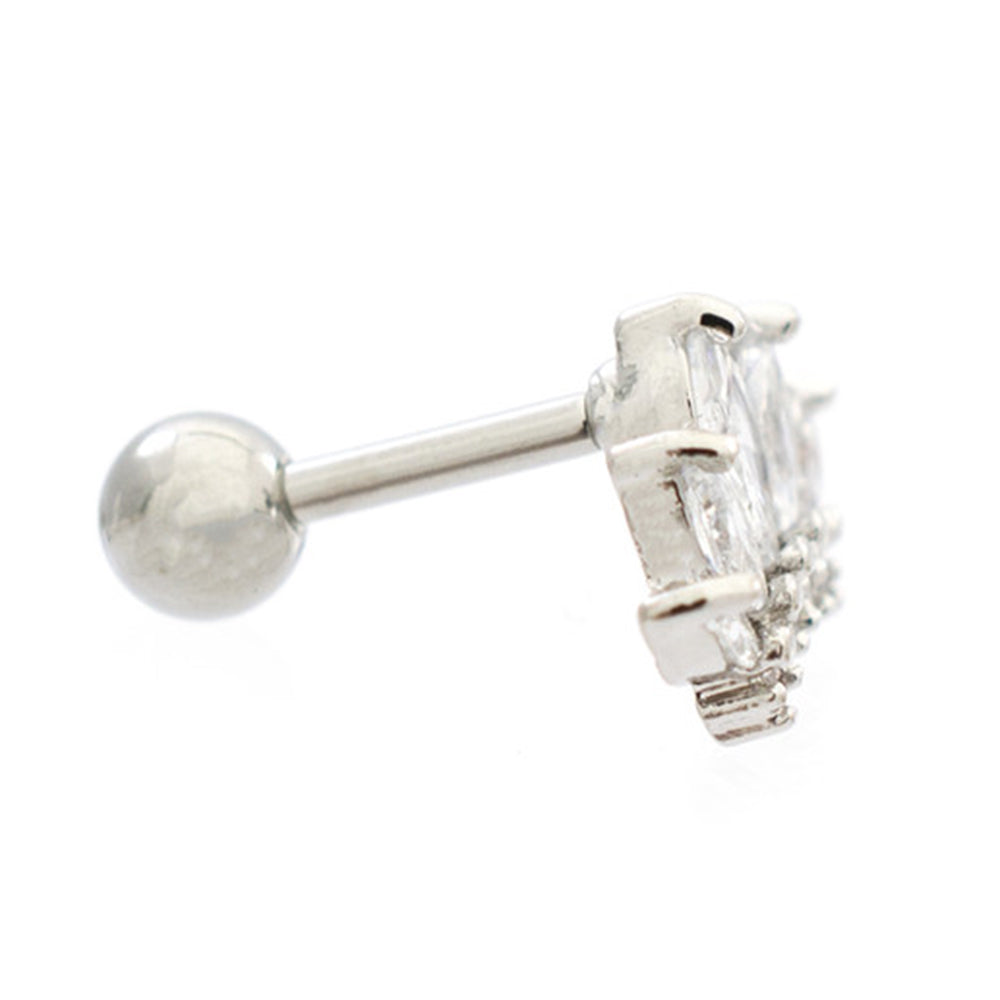 Surgical Steel 16 Gauge Cartilage Barbell with Marquise CZ Crown - photo 3