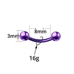 PVD Surgical Steel 16 Gauge Curved Barbells 8mm - Pair