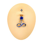 Surgical Steel 14 Gauge Dangling Infinity Paved CZ Belly Ring 11mm
