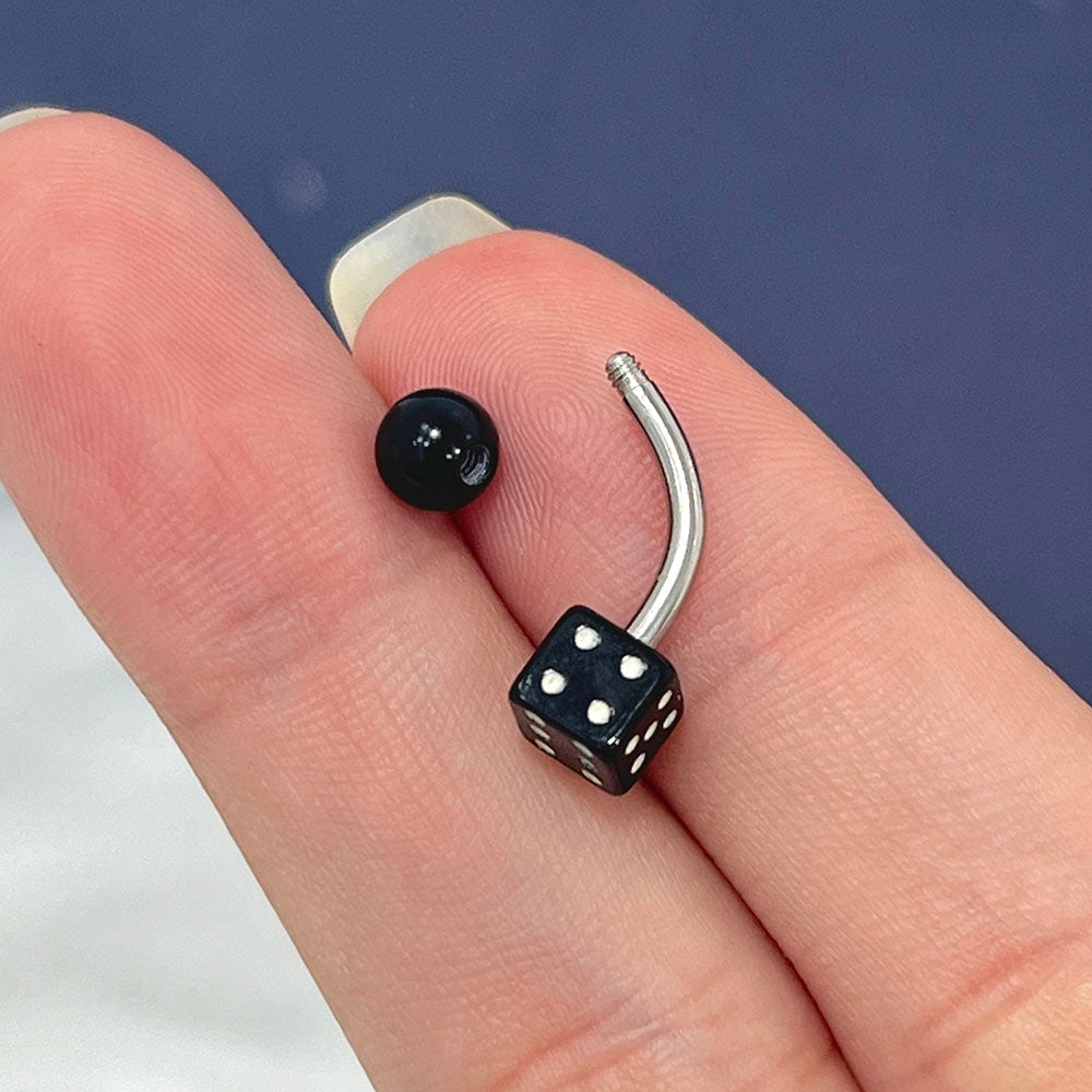 Surgical Steel 14 Gauge Belly Ring with Acrylic Dice - photo 2