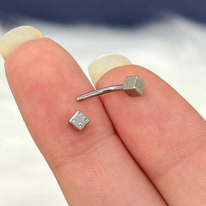 Surgical Steel 16 Gauge Eyebrow Barbell with Dice Bead - photo 5