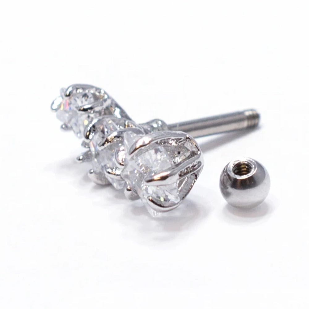 Surgical Steel 16 Gauge Cartilage Barbell with Dragon Claw Triple Star - photo 3