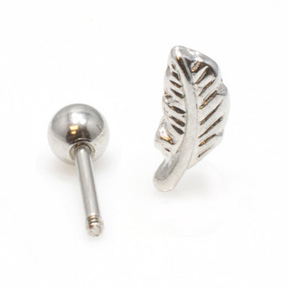 Surgical Steel 18 Gauge Cartilage Barbell with Feather Top - photo 2
