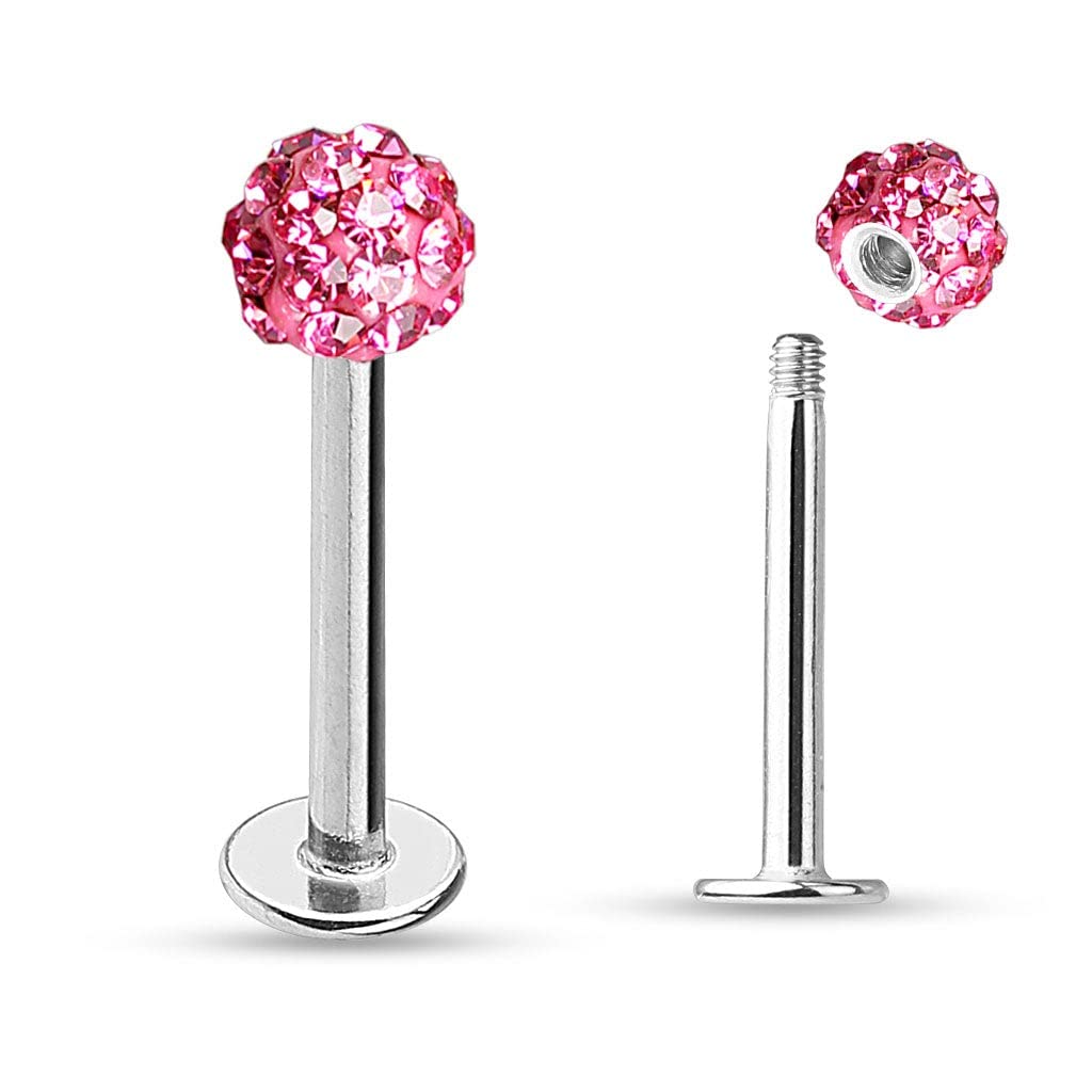 Surgical Steel 16 Gauge Labret Stud with Ferido Ball - 4 Pack - View 3