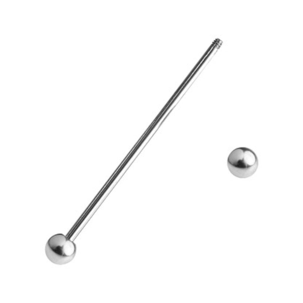 Titanium 14 Gauge Industrial Barbell with Ball End - photo 2