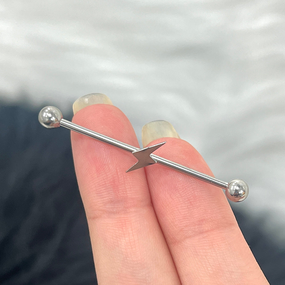 Surgical Steel 14 Gauge Industrial Barbell with Lightning Bolt - photo 3
