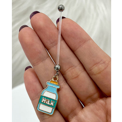 Bioflex Pregnancy Belly Ring 14G 38mm with Milk Bottle Dangle - photo 4