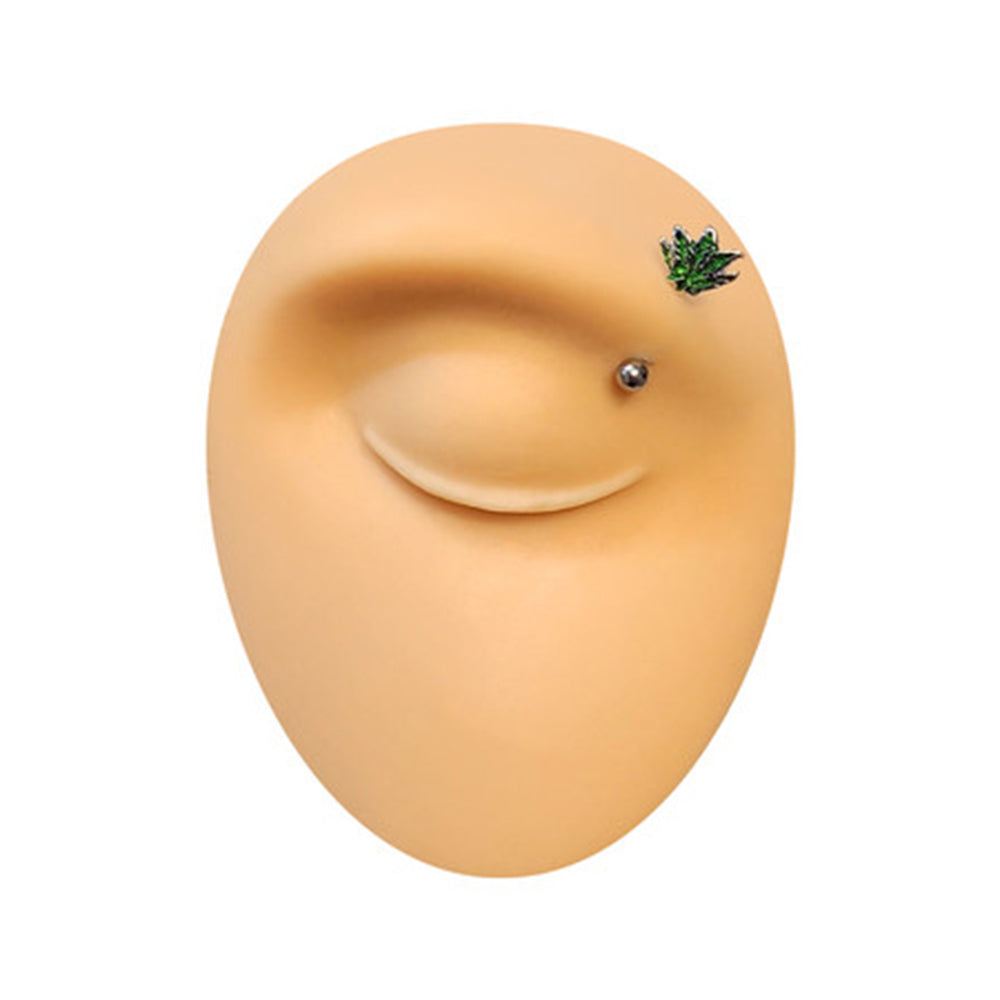Surgical Steel 16 Gauge Pot Leaf Eyebrow Barbell 10mm