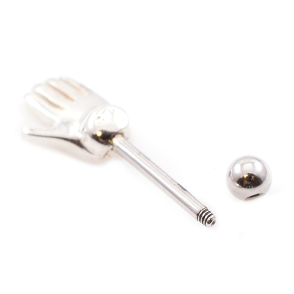 Surgical Steel 16 Gauge Eyebrow Barbell with Raised Hand - photo 2