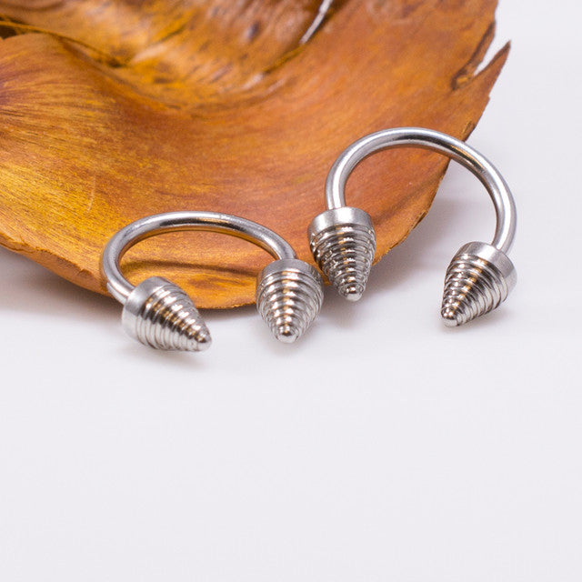 Surgical Steel 14 Gauge Horseshoe Barbell with Spikes Ball End - Pair - photo 3